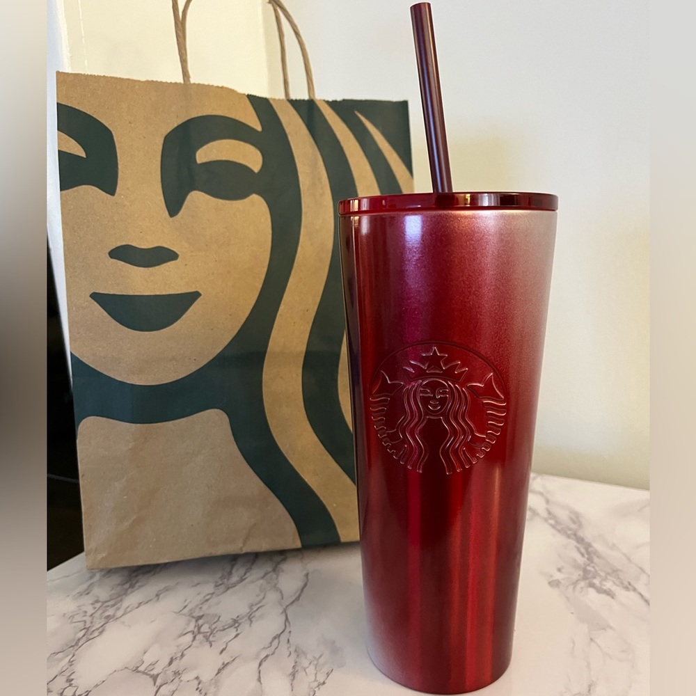 ❤️🤍Starbucks Holiday ‘Gradient Candy Cane’ SS Sheen Cold Cup Tumbler- NWT